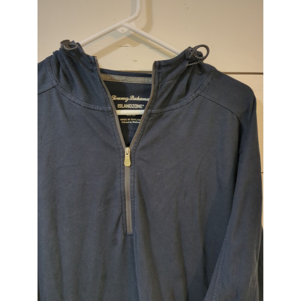 Tommy Bahama Navy quarter zip pockets medium Island zone cotton blend fall